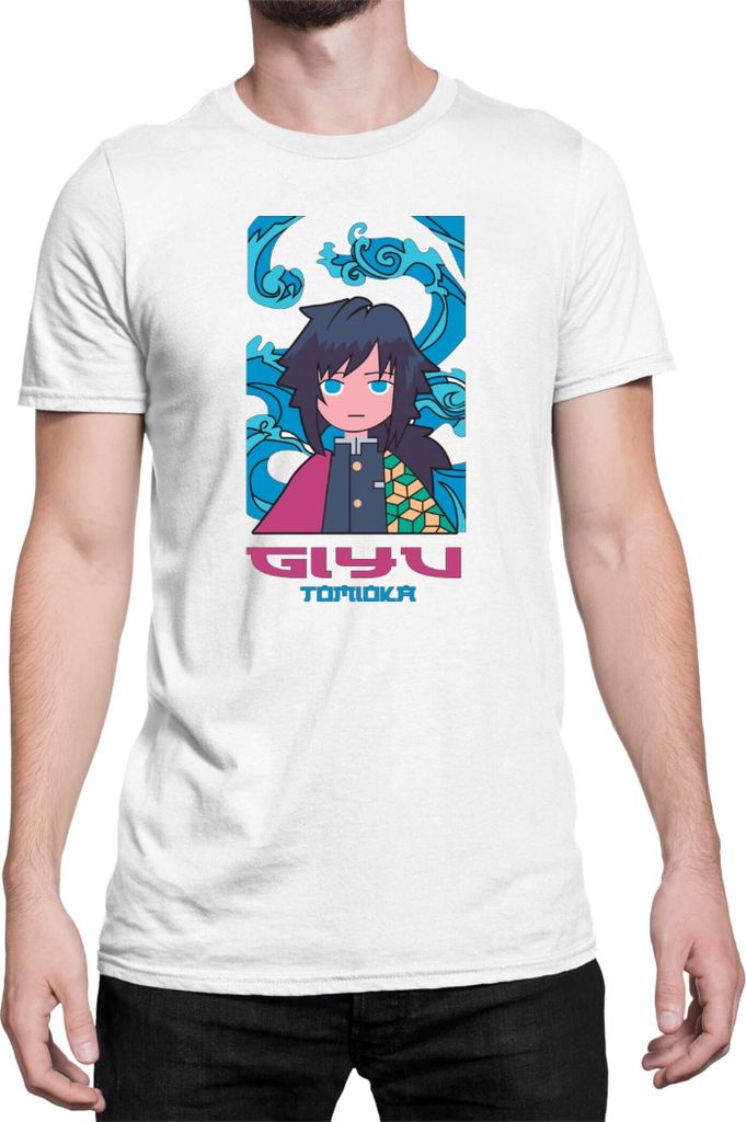 Herren T-Shirt Japan Anime Manga Demon Anime Slayer Giyu Tomioka Hashira, Man M / Weiß