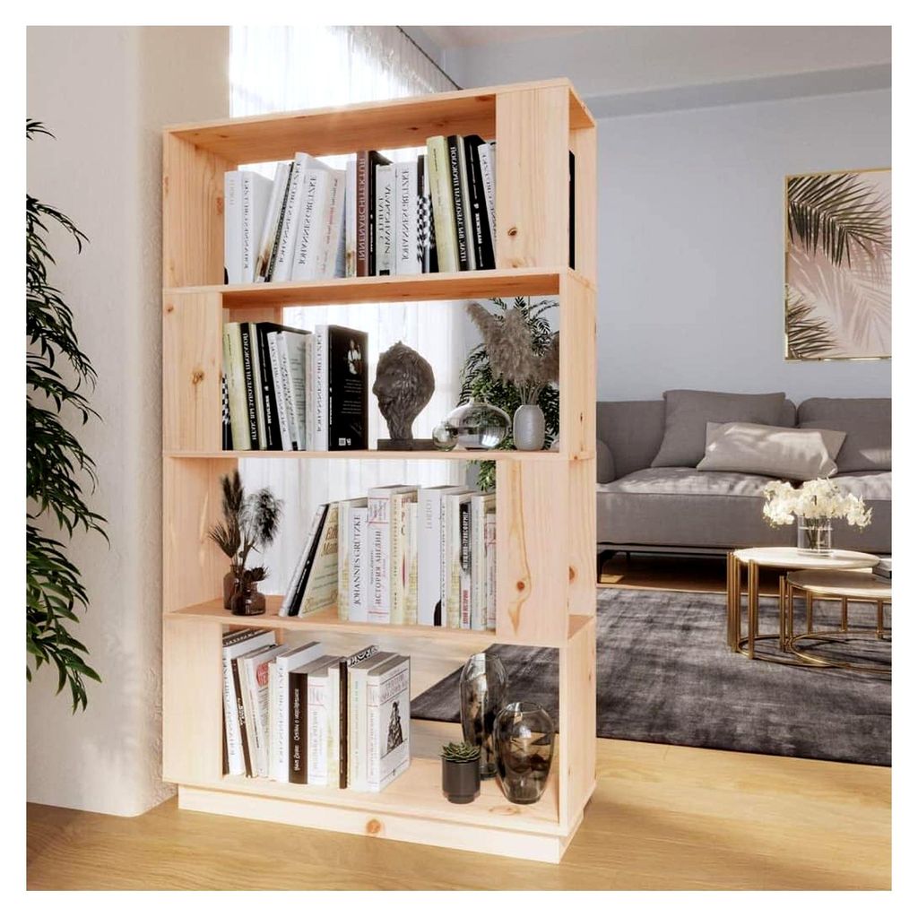 Bücherregal Raumteiler Standregal Aktenregal Wandregal Regal Aufbewahrung Büroregal 80x25x132cm Kiefernholz