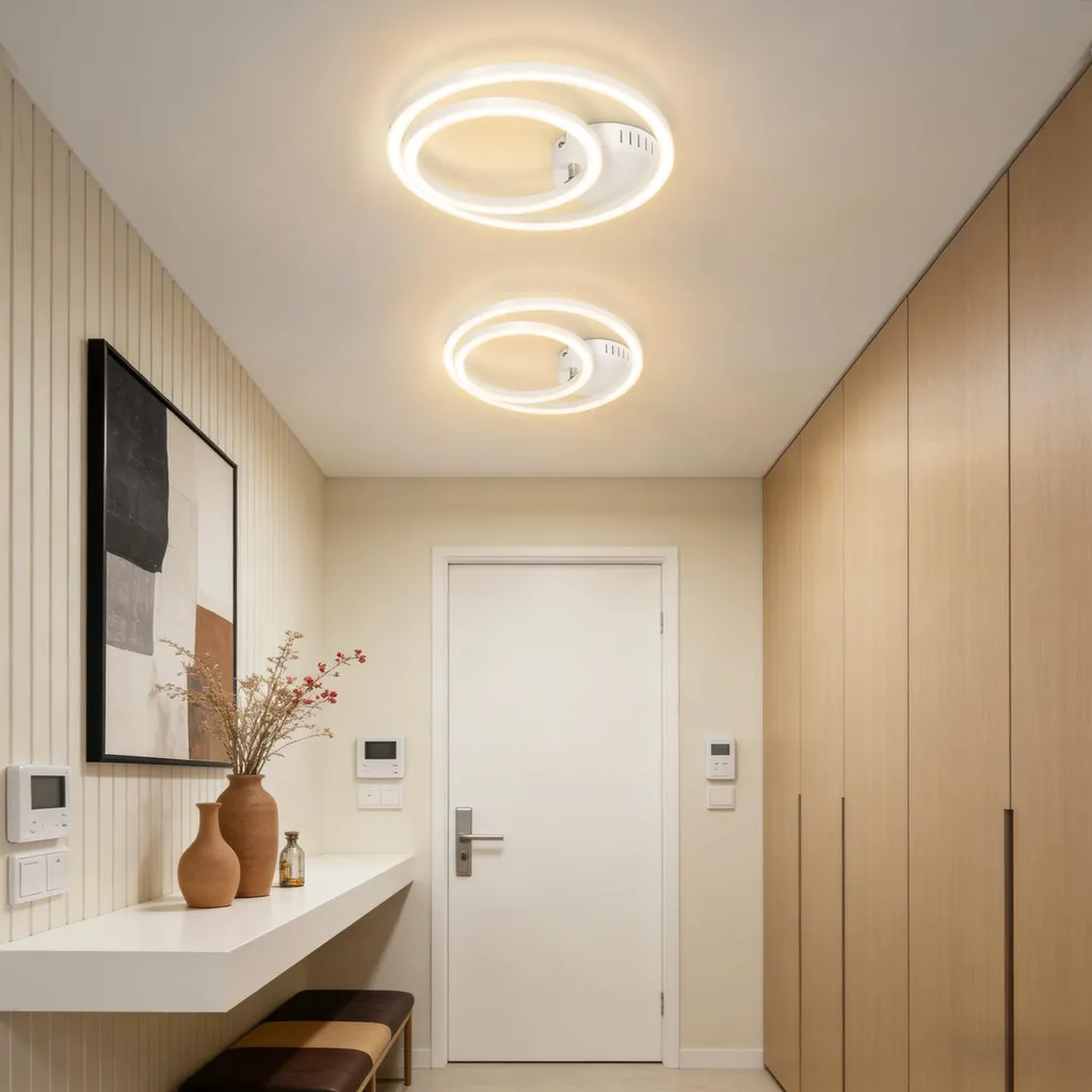 Plafonnier LED blanc chaud 3000K - Éclairage chic à 2 anneaux 40 cm - 2