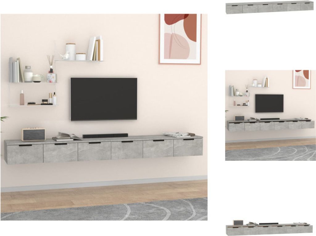 vidaXL Wandschränke 2 Stk. Betongrau 102x30x20 cm Holzwerkstoff - Wandregale