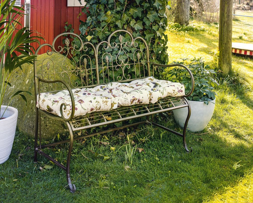 Sitzbank Provence Metall braun Antik Design – Gartenbank