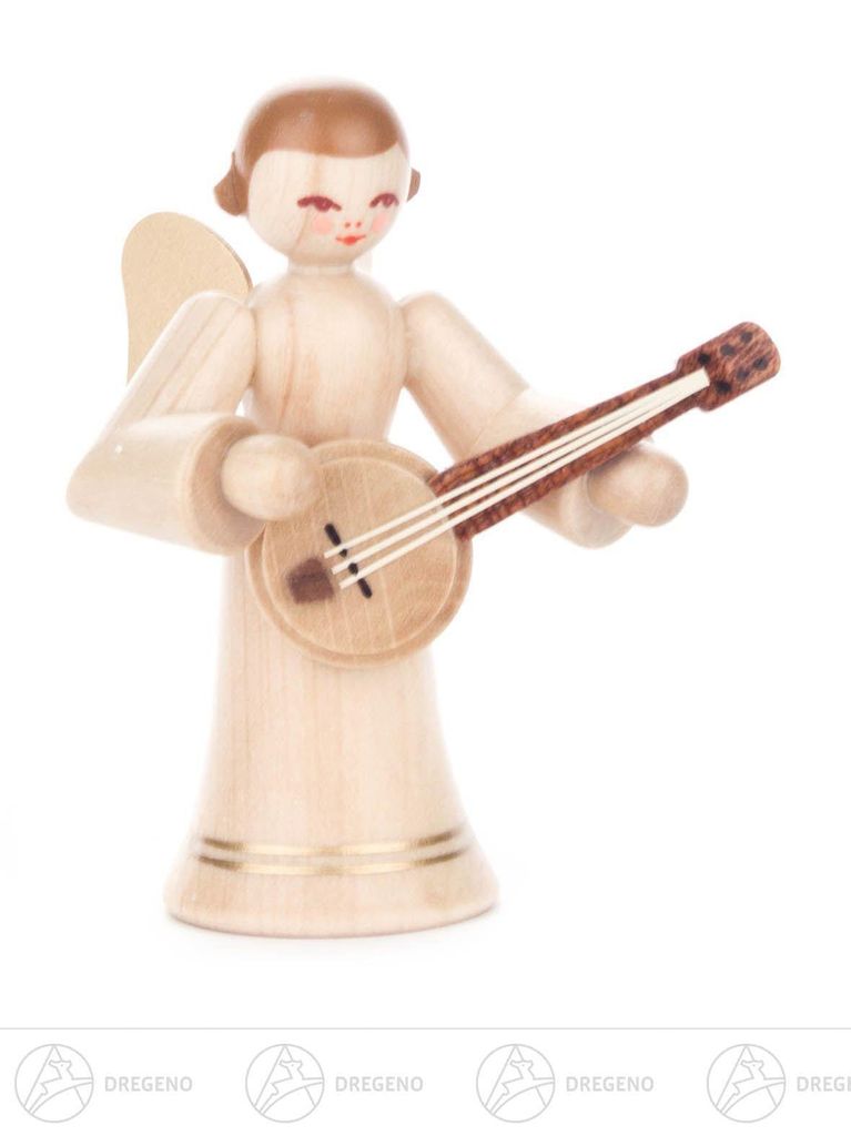 Engel mit Banjo, langer Rock, natur Höhe ca 6 cm NEU