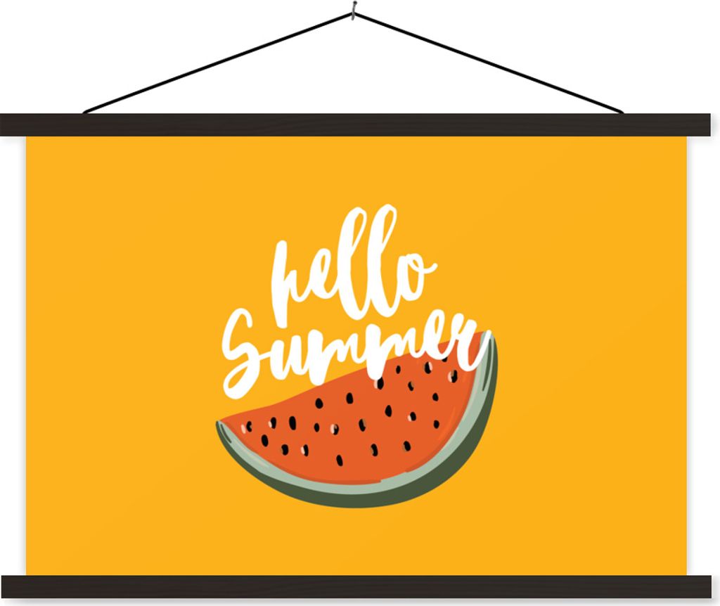 MuchoWow Textilposter Sommer - Wassermelone - Orange 150x100 cm mit schwarzem Rahmen - Schlafzimmer