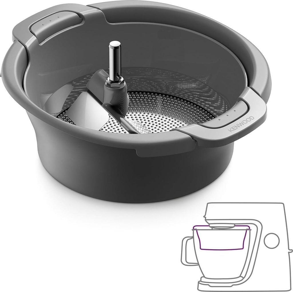 Kenwood Sieb und Passieraufsatz KAT20.000GY, Zubehör für Küchenmaschinen, zum Passieren von Obst, Gemüse Trockenprodukten, Spülmaschinenfest, ...