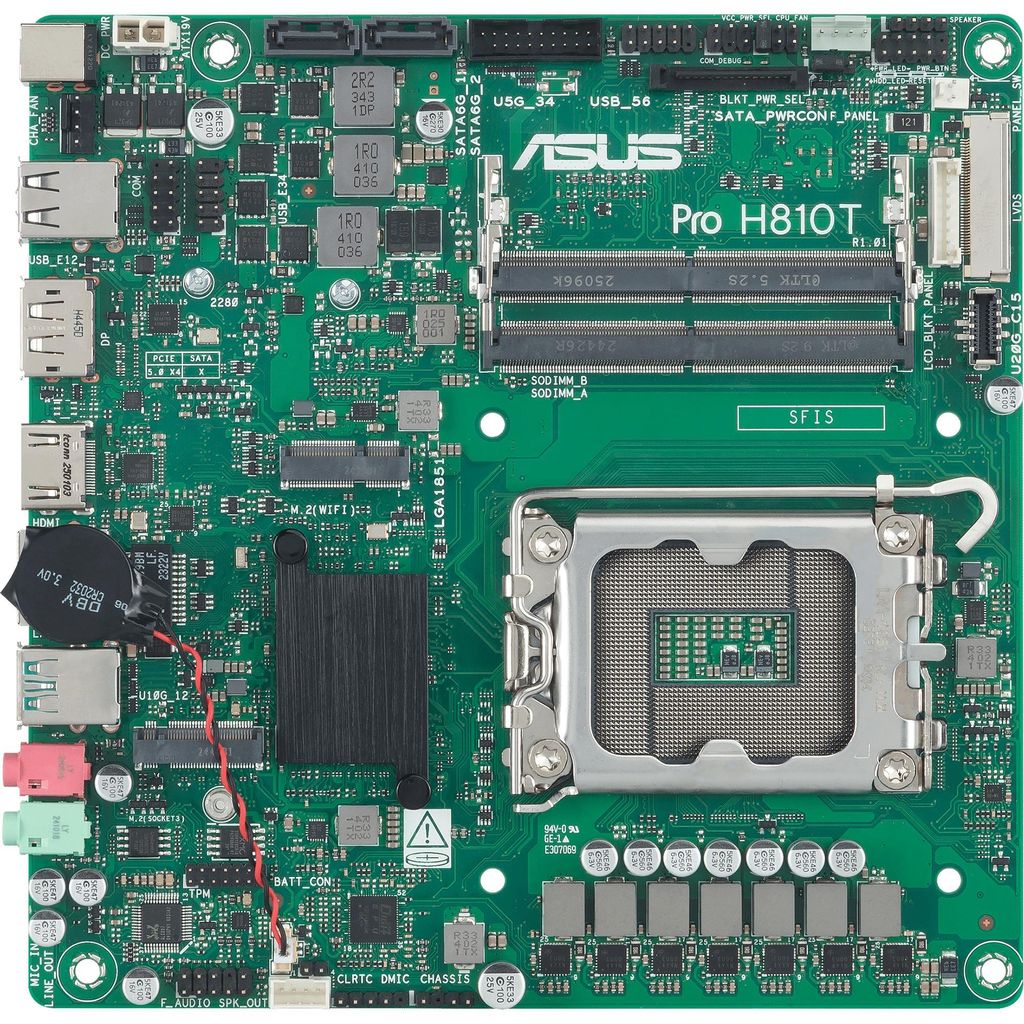 ASUS Pro H810T-CSM, Intel, LGA 1851 (Socket V1), Intel Core Ultra (Series 2), DDR5-SDRAM, 128 GB, SO-DIMM