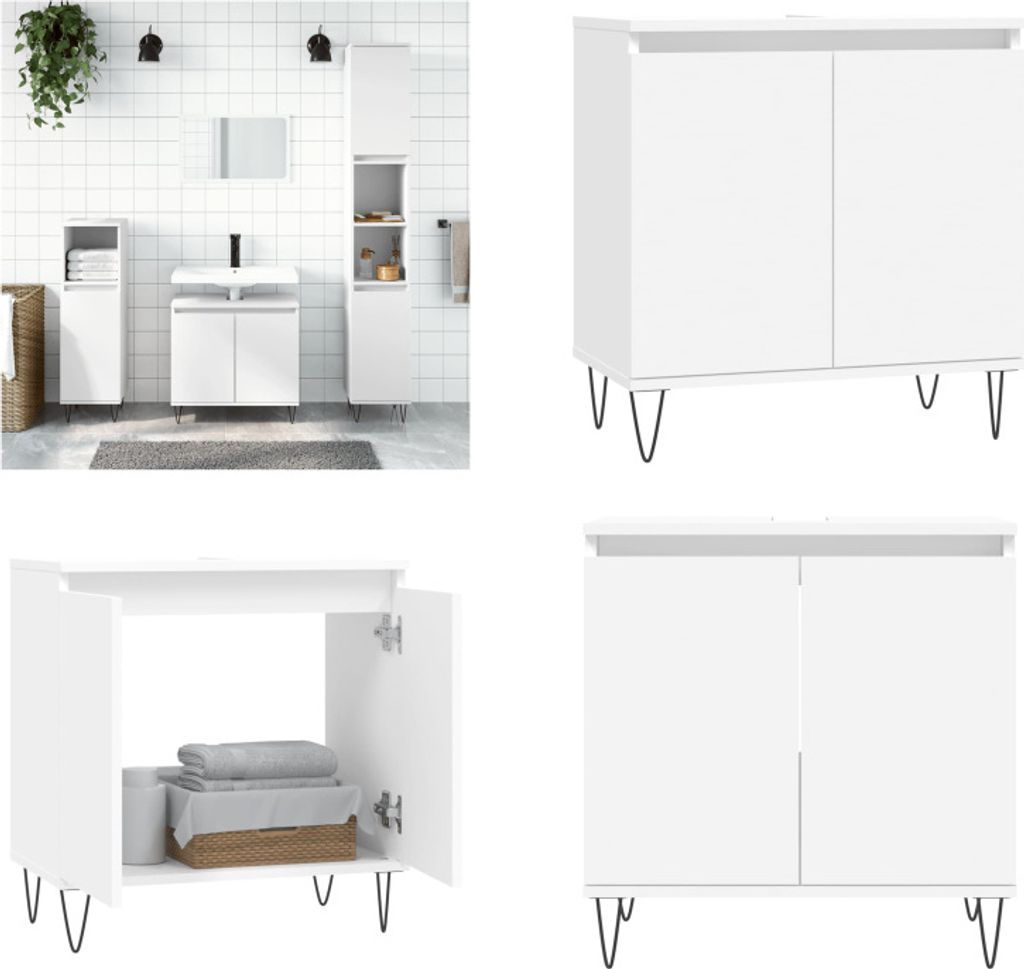 vidaXL Badezimmerschrank Weiß 58x33x60 cm Holzwerkstoff - Badezimmerschrank - Badezimmerschränke - Schrank - Schrank Bad