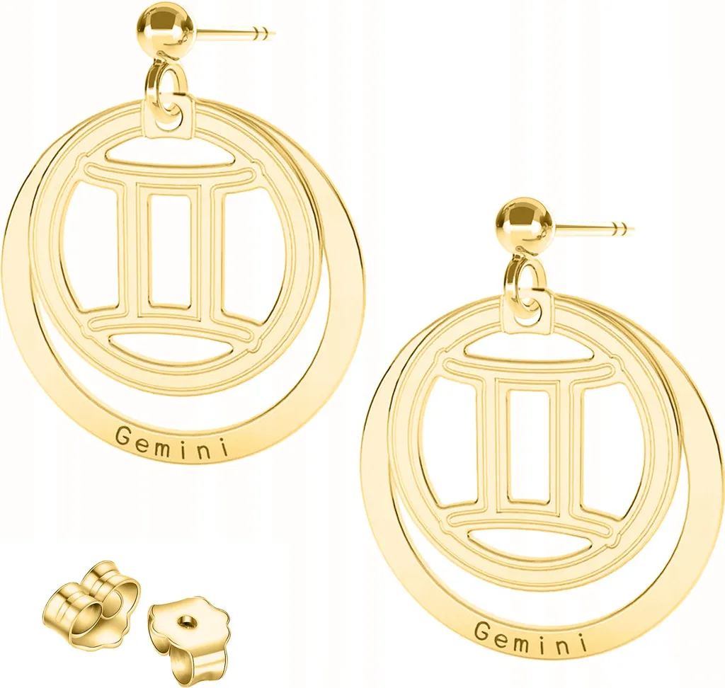 Regalo Segno Gemelli: Orecchini Argento 925 Dorato con Scatola - 1