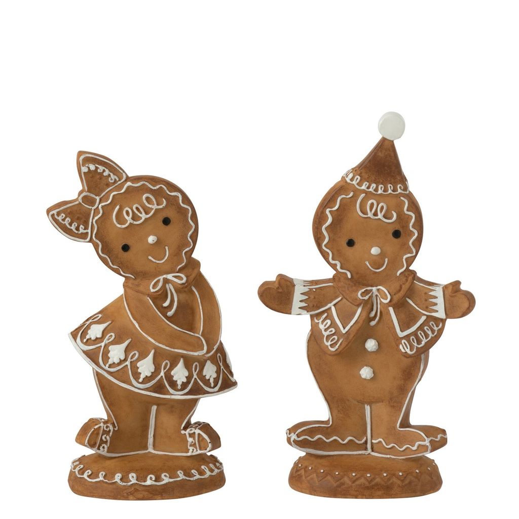 J-Line Lebkuchen Jungen+Mädchen Polyresin 2 Sortiert
