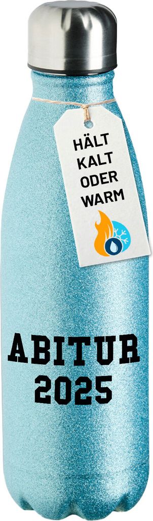 Huuraa Trinkflasche Abitur 2025 ABI 500ml Blue Edelstahl Wasserflasche Trinkflasche Geschenkidee