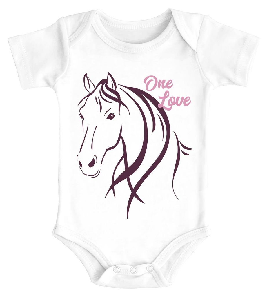 Baby Body Pferde-Motiv Geschenk für Pferdeliebhaber Geburtstag Weihnachten Baumwolle Mädchen MoonWorks weiß 3-6 Monate