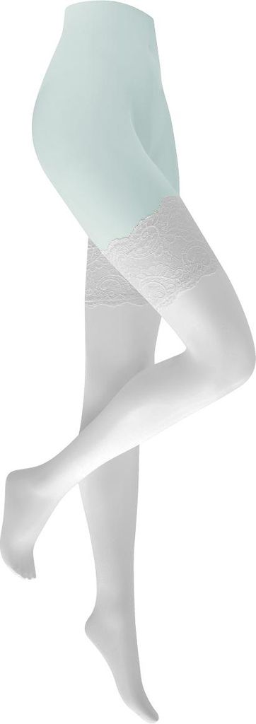 glänzende halterlose Strümpfe SATIN LOOK 15DEN white-S