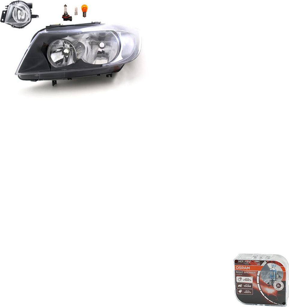 Johns, Scheinwerfer + Osram Night Breaker Laser passend für BMW 3er E90 E91 01/05-08/08L 63116942747 63176948373 6948373