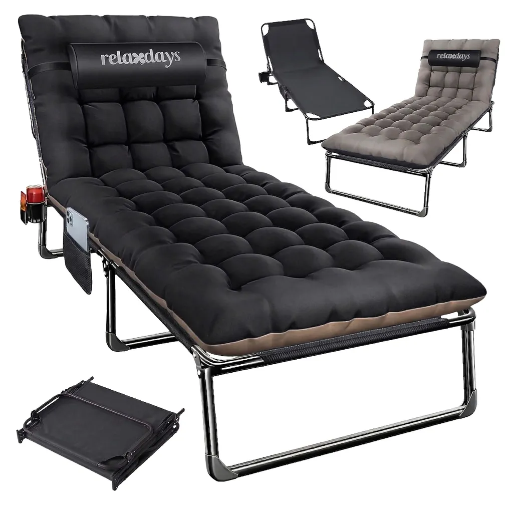 Lit de camping pliable XXL 250 kg structure acier et toile respirante