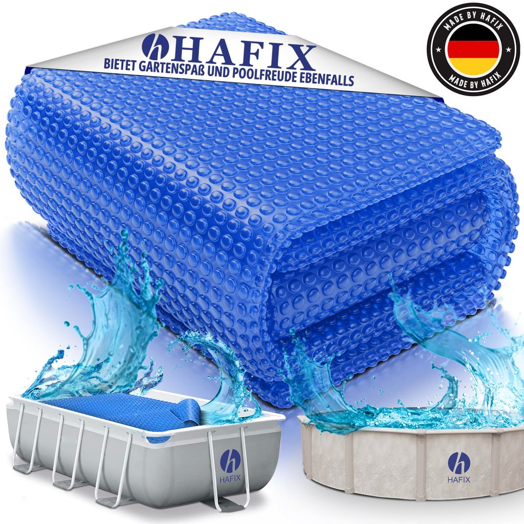 HAFIX Solarplane 600x400 cm Poolabdeckung Rechteckig – 120μ Solarfolie & Wärmeplane – Poolheizung UV-beständig & Zuschneidbar Blau, Noppenfolie