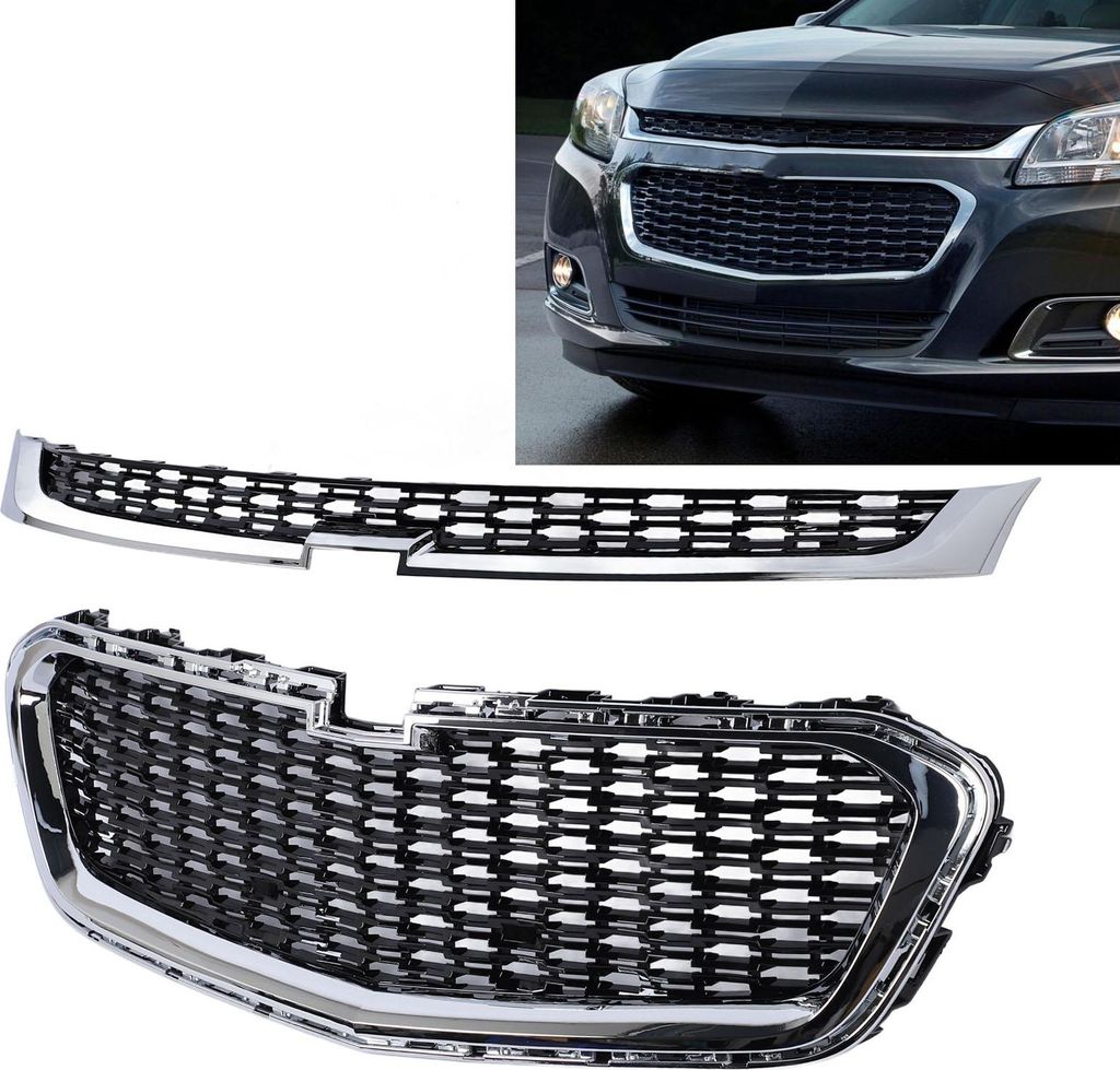 Vorderer oberer und unterer Mittelgrill 22995184, kratzfestes Chromgitter für Malibu