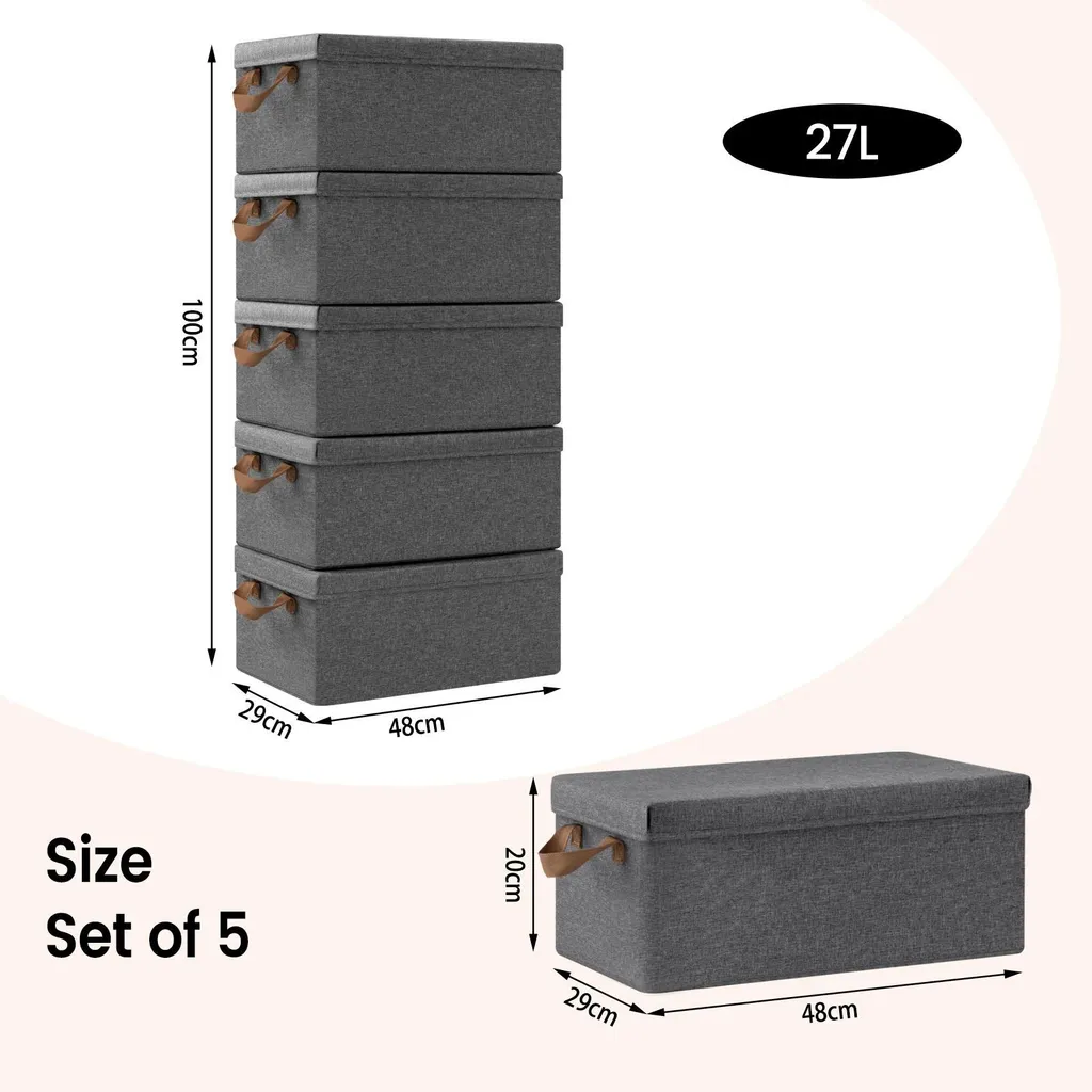 Gagnez de la place : Boîte de rangement linge pliable 27L bleu - Set 5