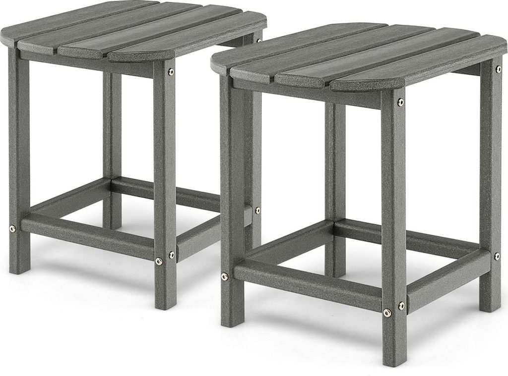 Beistelltisch 2er Set, HDPE-Gartentisch wetterfest, Kleiner Balkontisch, Kaffeetisch mit 2-stöckigem Stauraum, Outdoor-Teetisch, 48 x 37 x 46 cm, ...