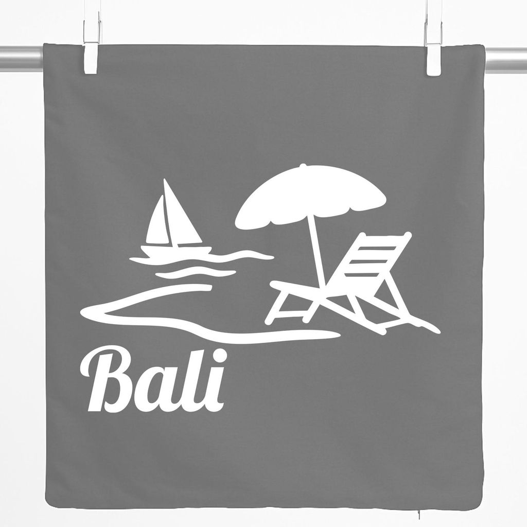 Huuraa Kissenbezug Bali Inselmotiv Indonesien 40x40cm Steel Grey Baumwolle Dekokissenbezug Geschenkidee