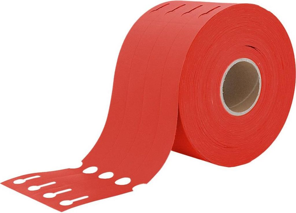 CombiCraft Schlaufenetiketten Rot 250x25mm für Thermo-Transfer-Drucker - 1 Rolle mit 1500 Stück