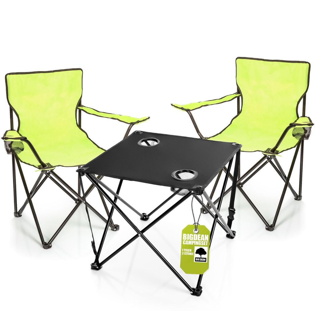 BigDean 2 Stück Campingstuhl mit Campingtisch faltbar – Produktbild 