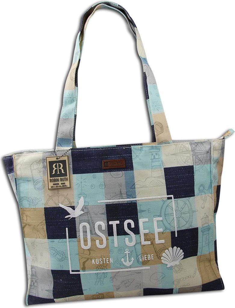 Robin Ruth Schultertasche Baumwolle Polyester blau beige OTG5124F
