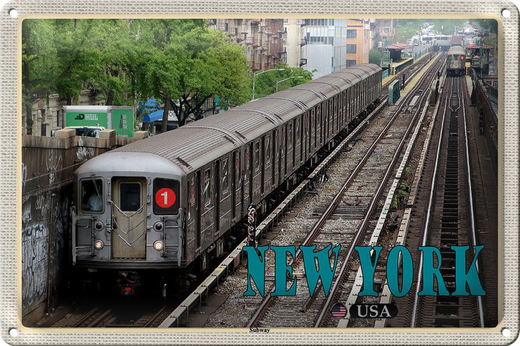 Blechschild Reise 18x12cm New York USA Subway U-Bahn tin