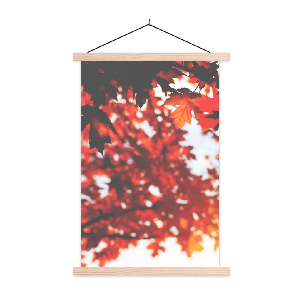 MuchoWow Textilposter Herbstliche Blätter - Rustikale Dekoration - Sonne 40x60 cm mit holzfarbenen Rahmen - Poster