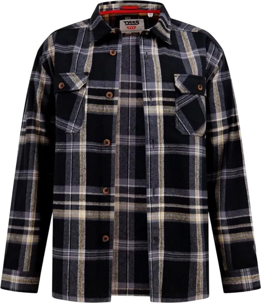 Duke - "D555 Falkirk" Hemdjacke für Herren, Kingsize DC571 (XXL) (Schwarz/Grau)