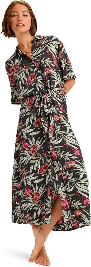 Roxy Island Escape Printed Kurzarm Midi-kleid Schwarz XS Frau Schwarz XS