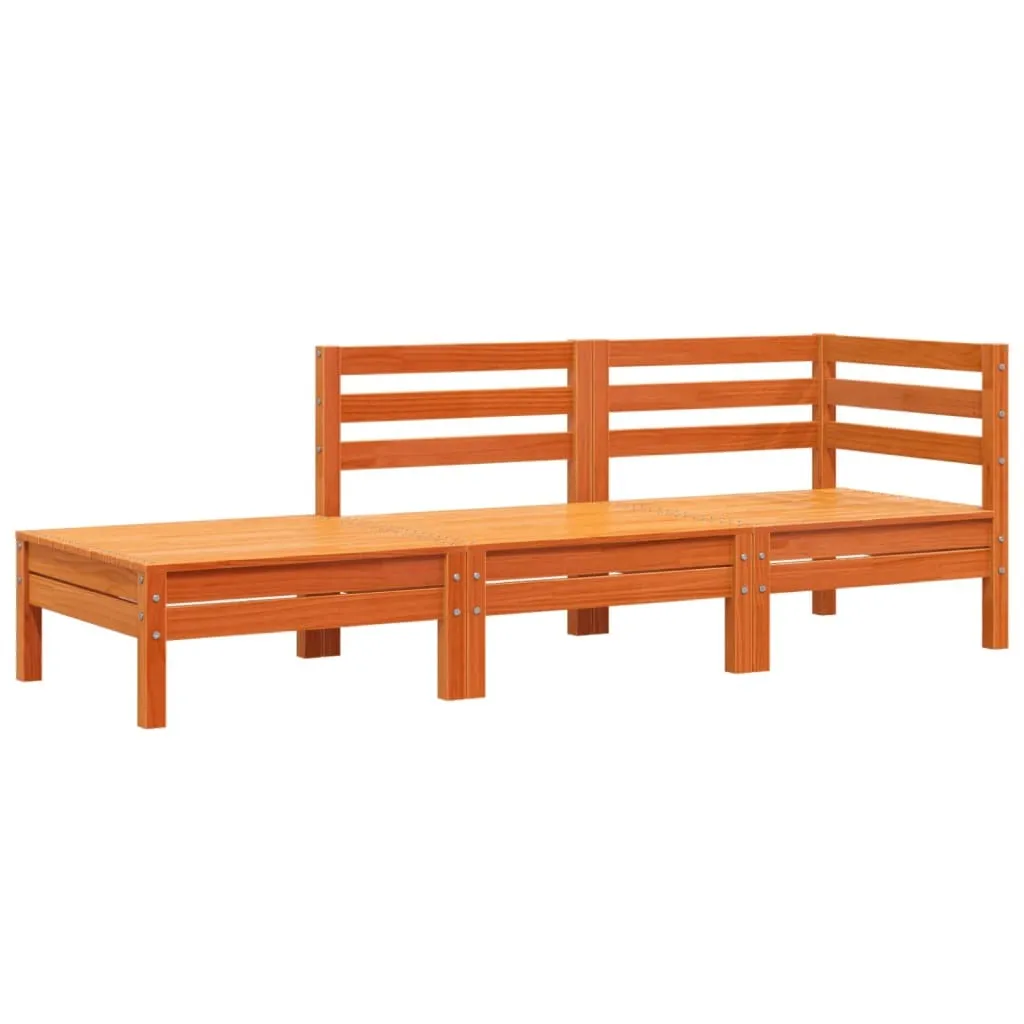 vidaXL Canapé de jardin 3 places en pin massif brun cireux durable
