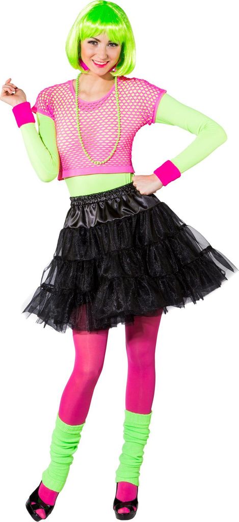 Netzoberteil neonpink 80er 90er Disco, Größe:L/XL
