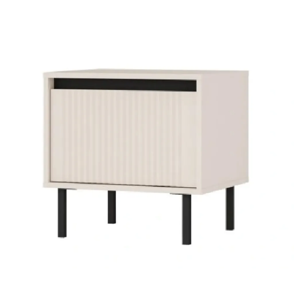 Petite table de chevet TIRIL beige noir - Gain de place pour chambre