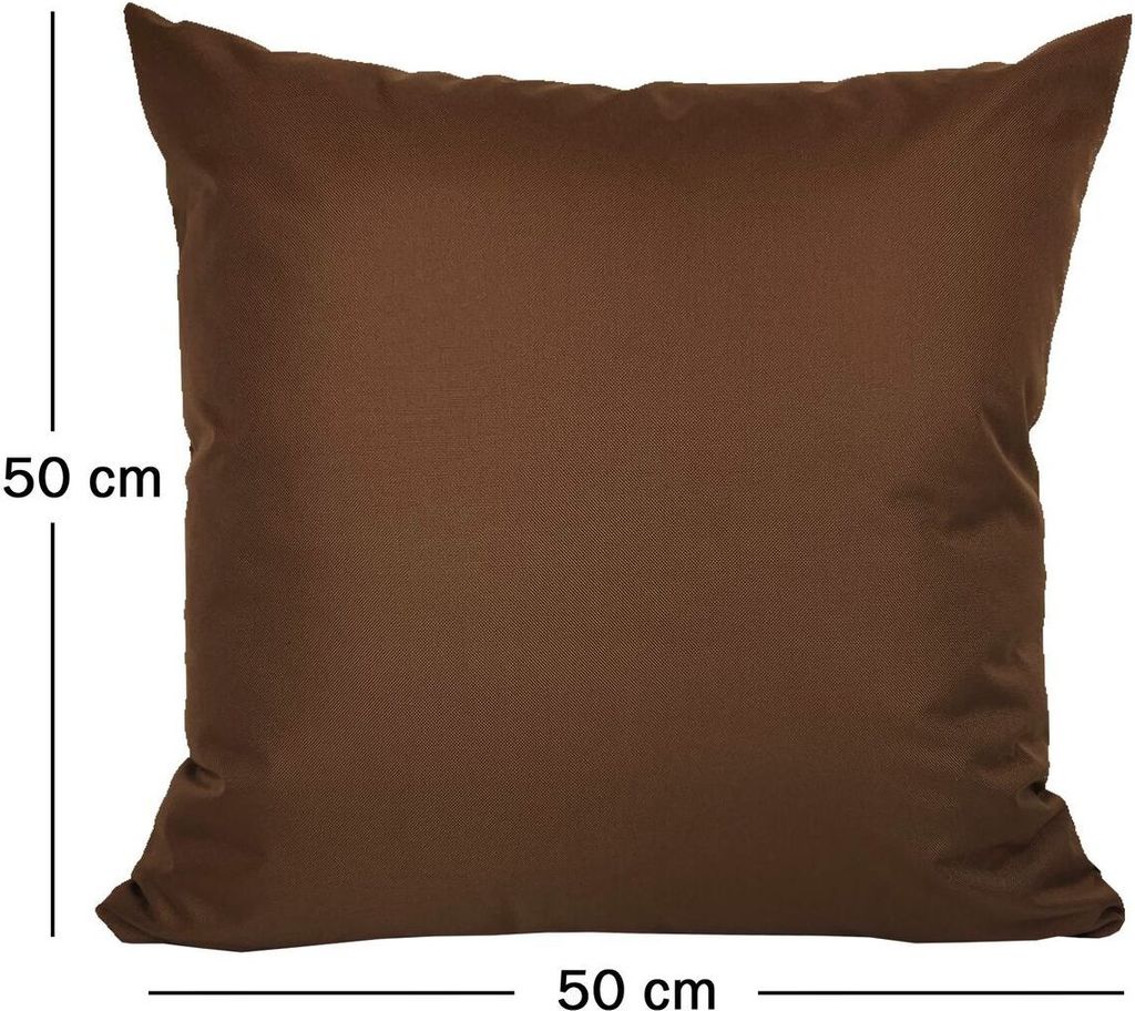 JACK 50x50cm Outdoor Lounge Kissen Dekokissen inkl. XXL-Füllung Wasserabweisend Sitzkissen Garten Stuhl Lotus Effekt, Farbe:Braun
