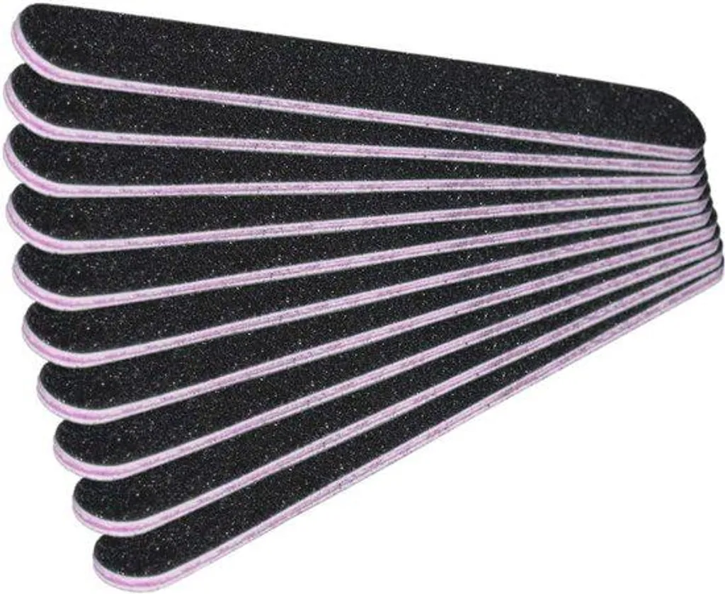 Lot de 10 limes à ongles noires abrasives pour manucure et pédicure