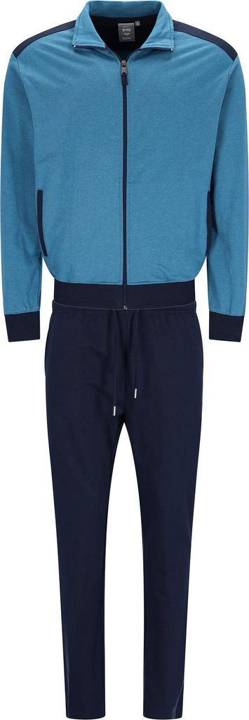 hajo Herren Hausanzug, lang - Soft Sweat, Zip-Jacke, Baumwoll-Mix Blau XL