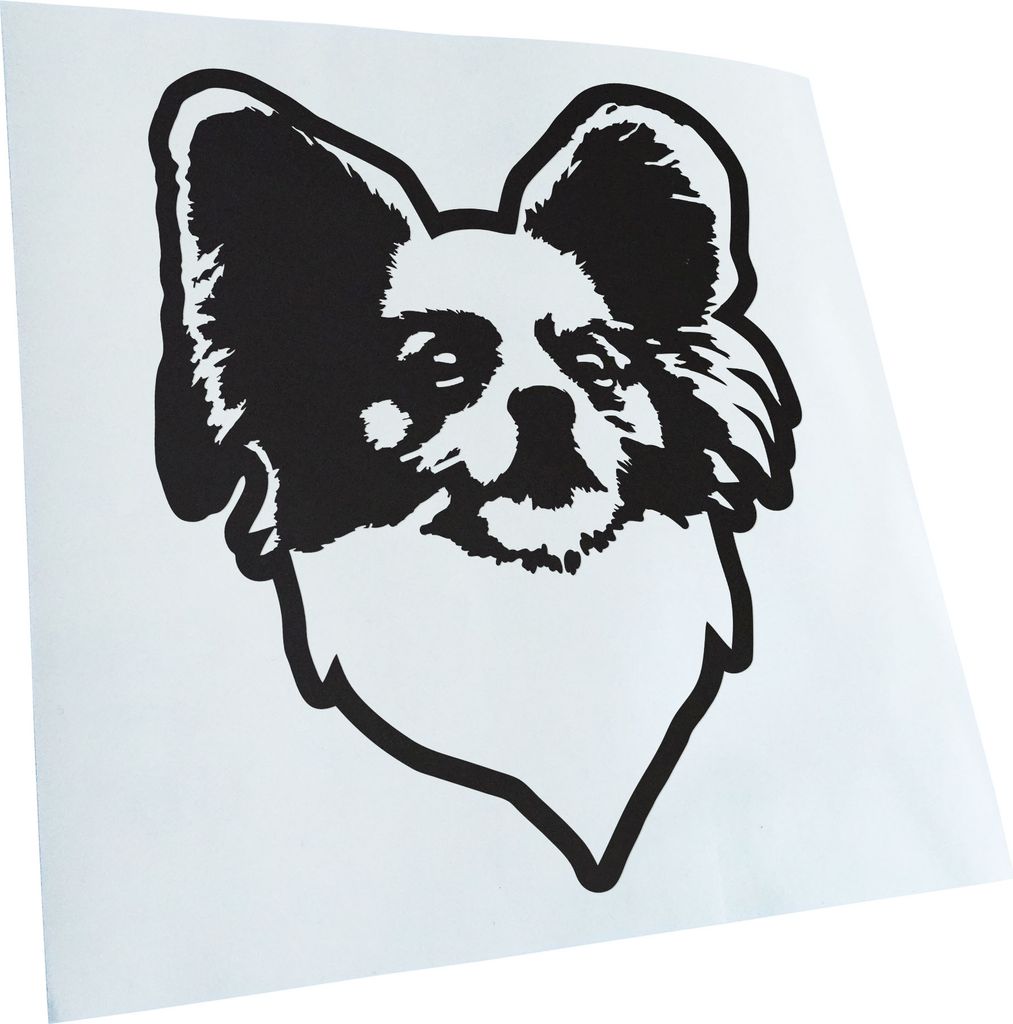 Kiwistar - Autoaufkleber - papillon Hund - Mattschwarz - 24x20cm - Aufkleber für Auto, Laptop, Fahrrad, LKW, Motorrad mehrfarbig JDM Decal Racing