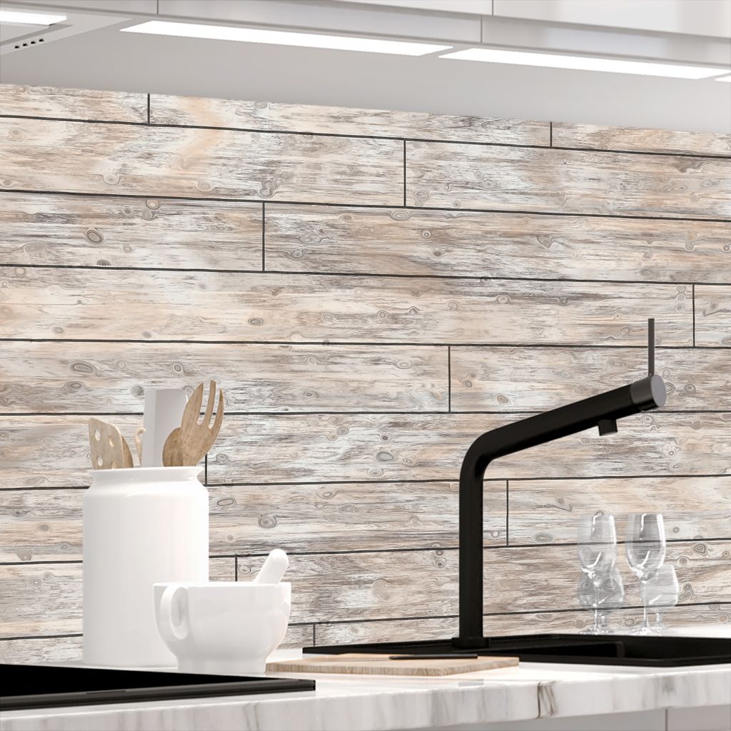 Küchenrückwand selbstklebend Matt-Optik - PLANKEN - 1.8mm, versteift, alle Untergründe, Hart PET Material, PREMIUM 60 x 340cm