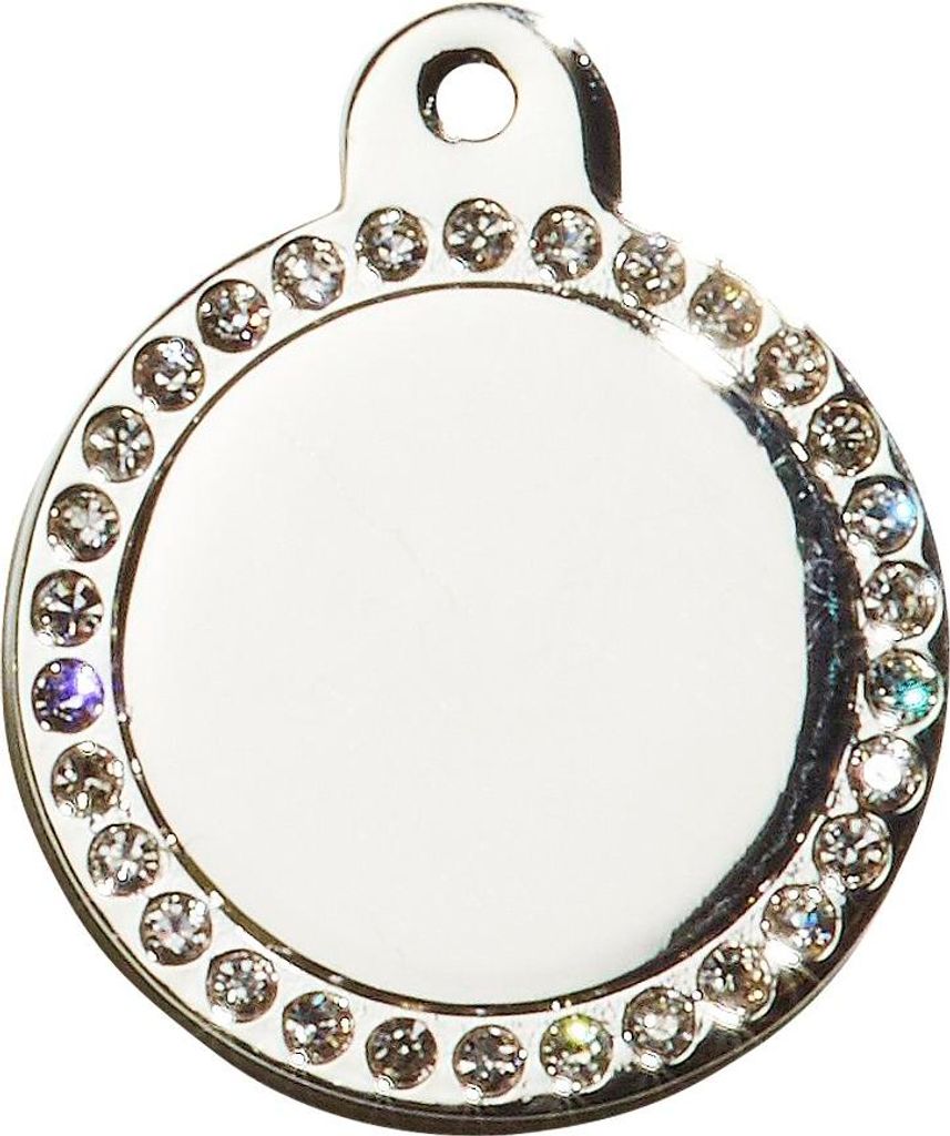 Adressanhänger mit Gravur - rund klein - mit Strass - silber