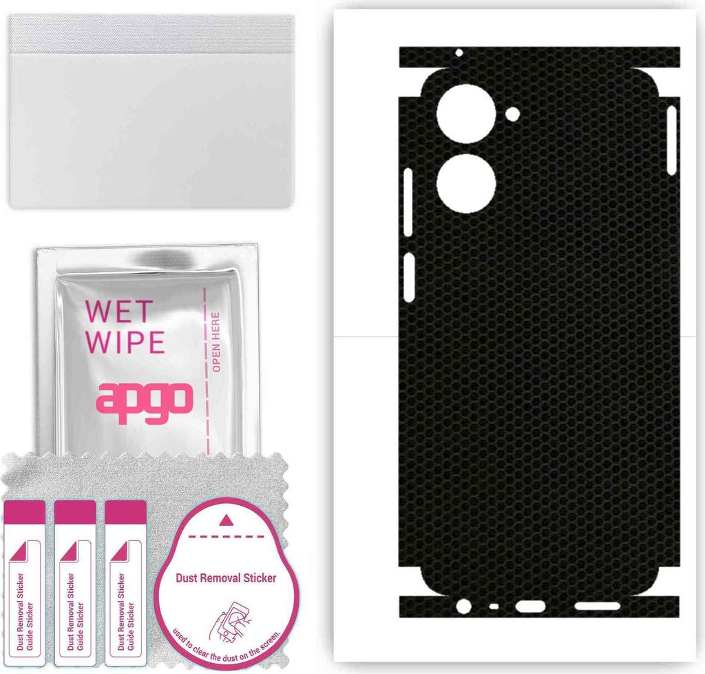 apgo Rückseite + Seiten Schutzfolie, Skin, kompatibel mit Realme 10, Hinten Displayschutzfolie aus Vinylfolie, kratzfest, einfache Montage - Matrix