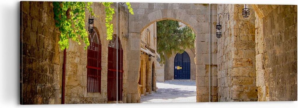 Bild auf Leinwand - Leinwandbild - Straße Geschichte Architektur Denkmal - 120x40cm - Wand Bild - Wanddeko - Leinwanddruck - Bilder - Kunstdruck -...