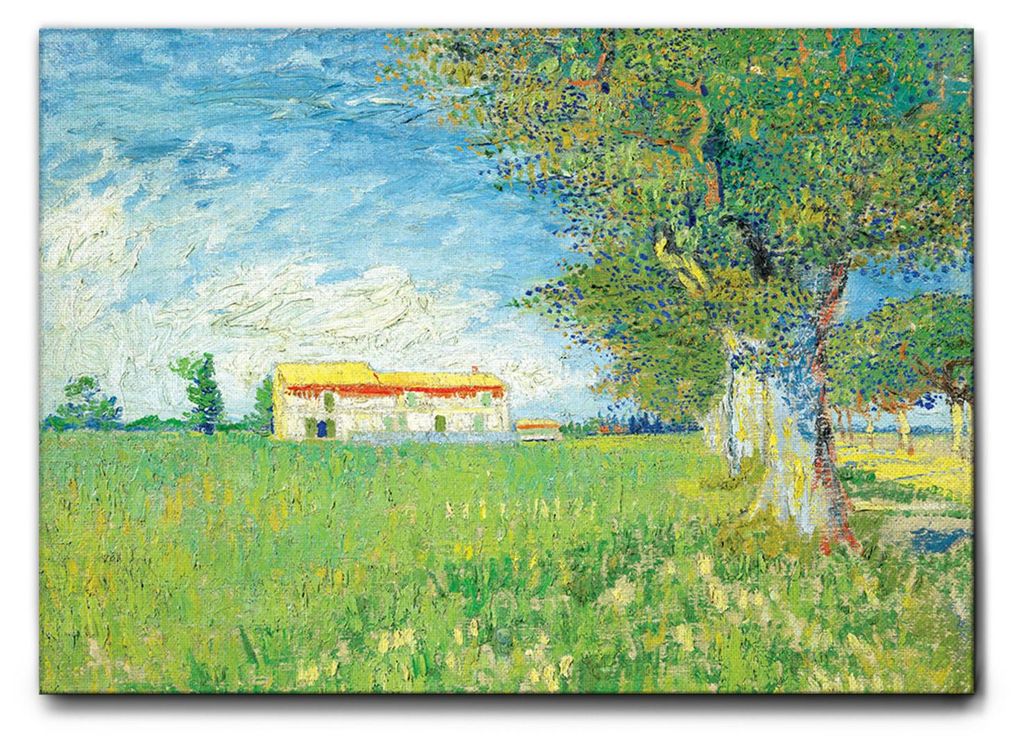 Giallobus - Bauernhof im Getreide - Vincent Van Gogh - 70L x 50B cm - Bild - Leinwand mit Standardrahmen