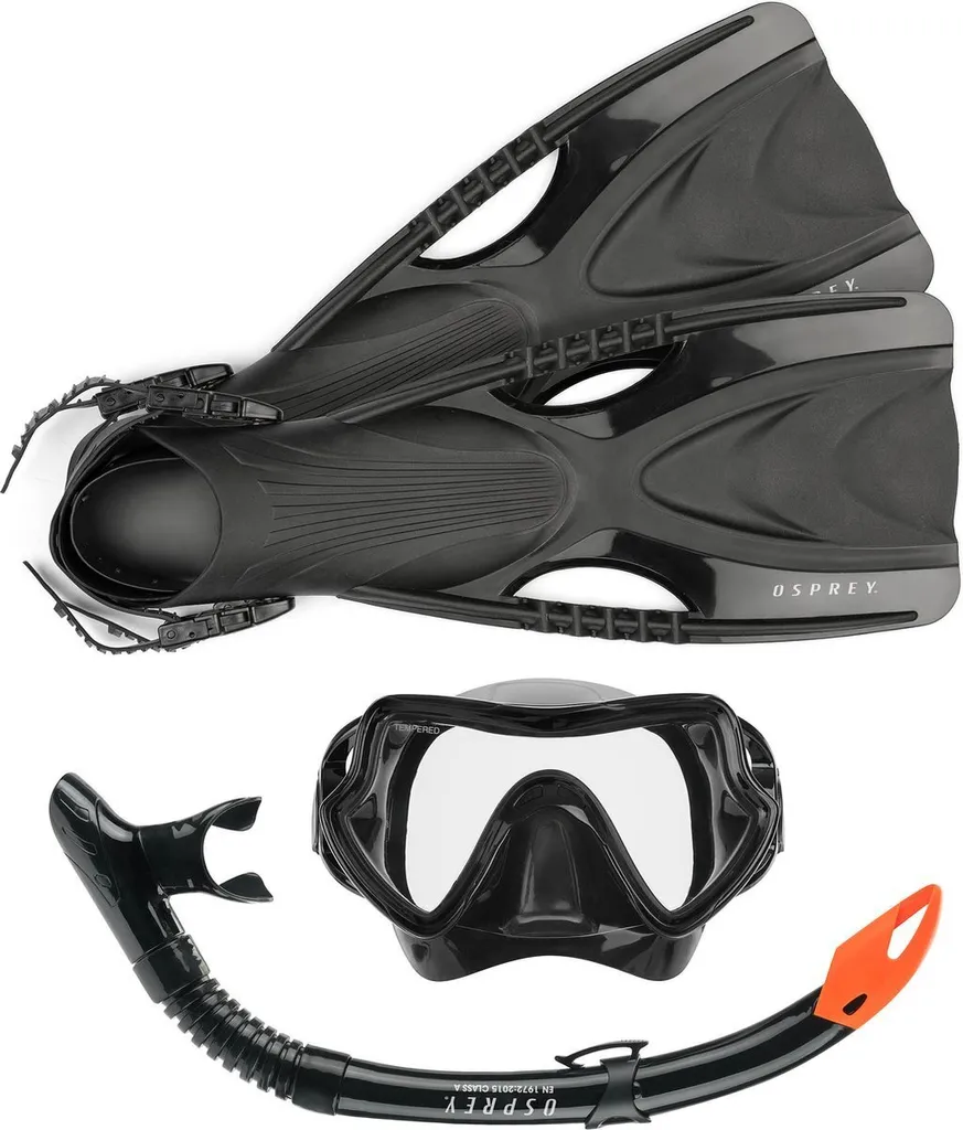 Kit plongée Osprey avec palmes réglables et masque silicone L/XL 42-46