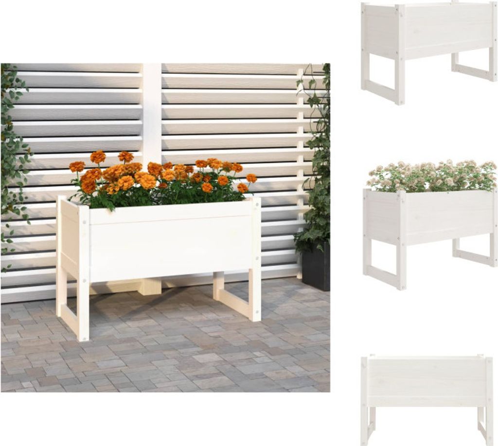 vidaXL Pflanzkübel Weiß 78x40x52 cm Massivholz Kiefer - Blumentöpfe & Pflanzgefäße