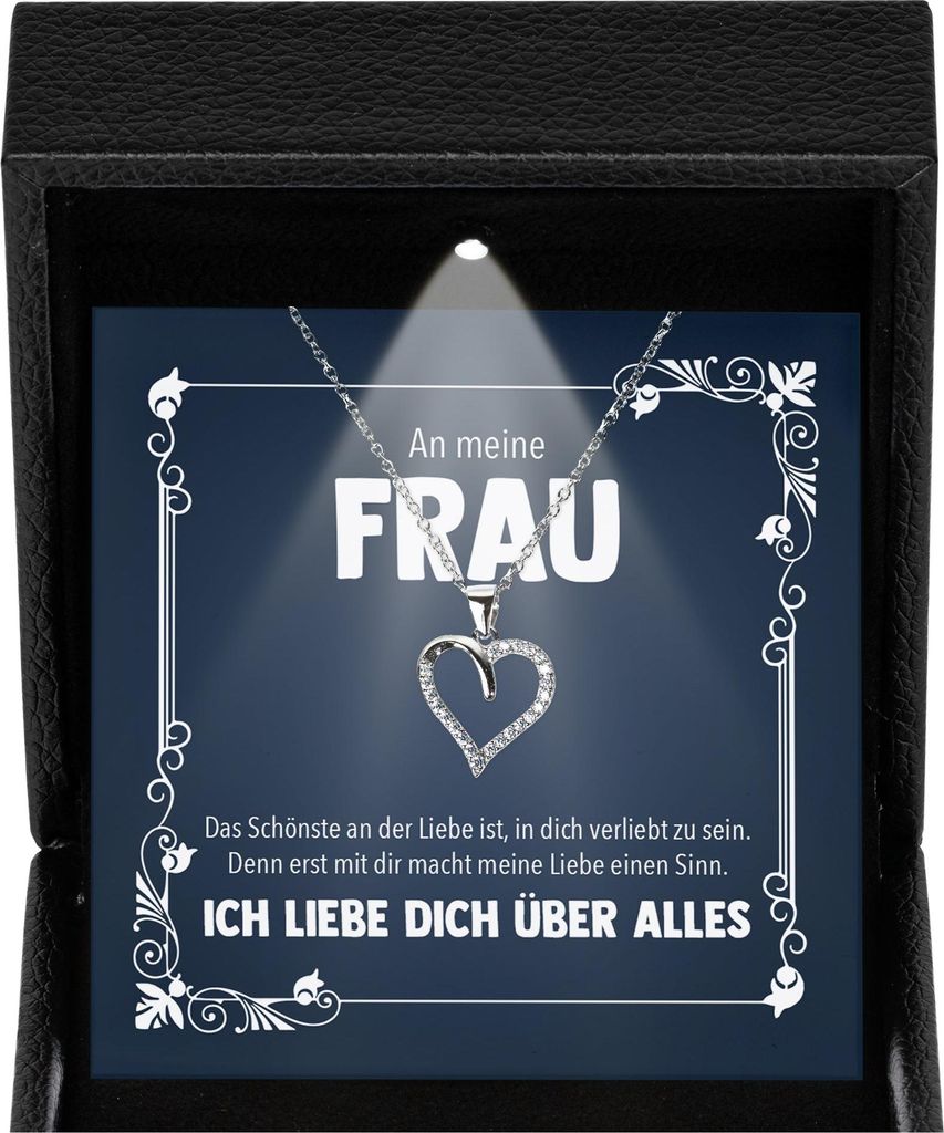 22Feels Ehefrau Geschenk Hochzeitstag Frauen Schmuck - Silber 925/000 Herz Halskette Damen - Ich Liebe Dich Schatz Valentinstag Geburtstag Weihnach...