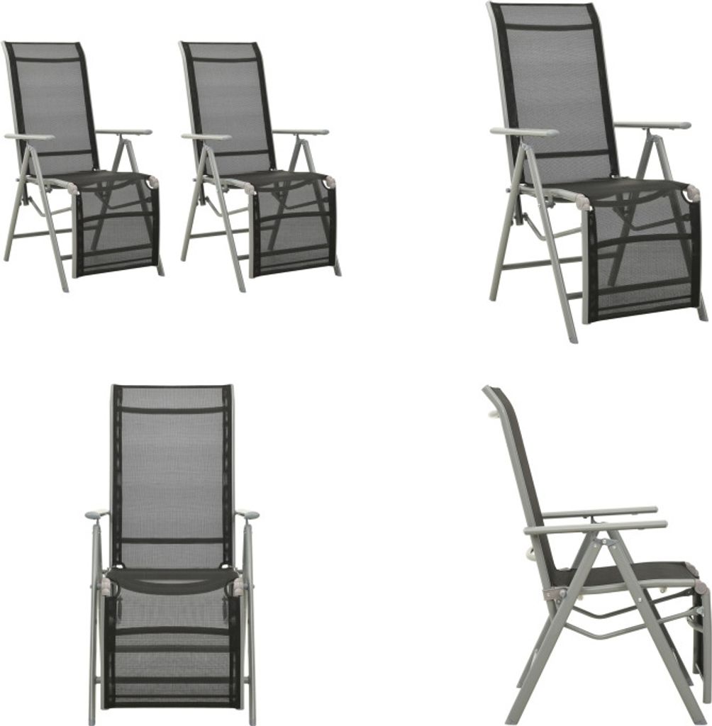 vidaXL Garten Liegestühle 2 Stk. Textilene und Aluminium Silbern - Gartenstuhl - Gartenstühle - Stuhl - Stühle