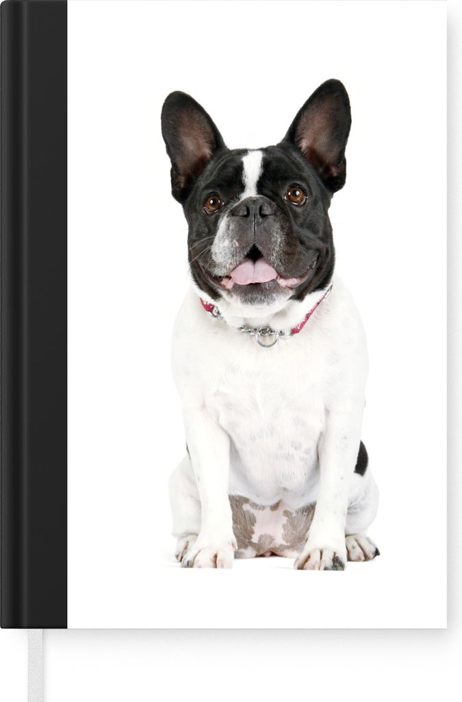 MuchoWow Notizbuch Tagebuch Haushaltsbuch Notebook A5 Französische Bulldogge - Schwarz - Weiß - Notizblock - Notizheft - Notebook - Schreibbloc...