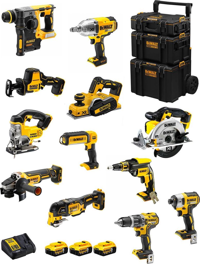DeWALT Kit DWK1202 (DCD796+DCH273+DCG405+DCF887+DCF899H+DCS331+DCS391+ DCS355+DCP580+DCS369+DCL050+DCF620+3x5,0Ah+DCB115+Caddy)