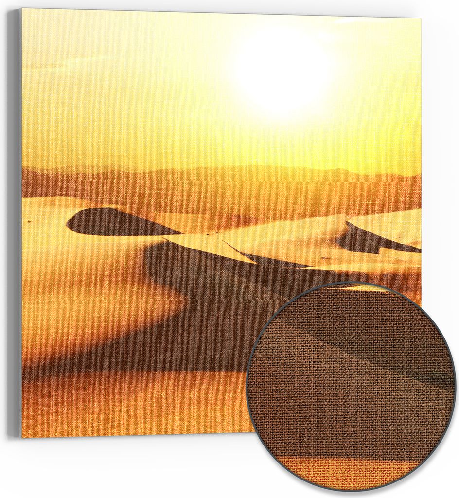 DEQORI Hybrid Leinwand Bild 50x50 cm 'Goldene Stille' Wandbild Glas flach modern