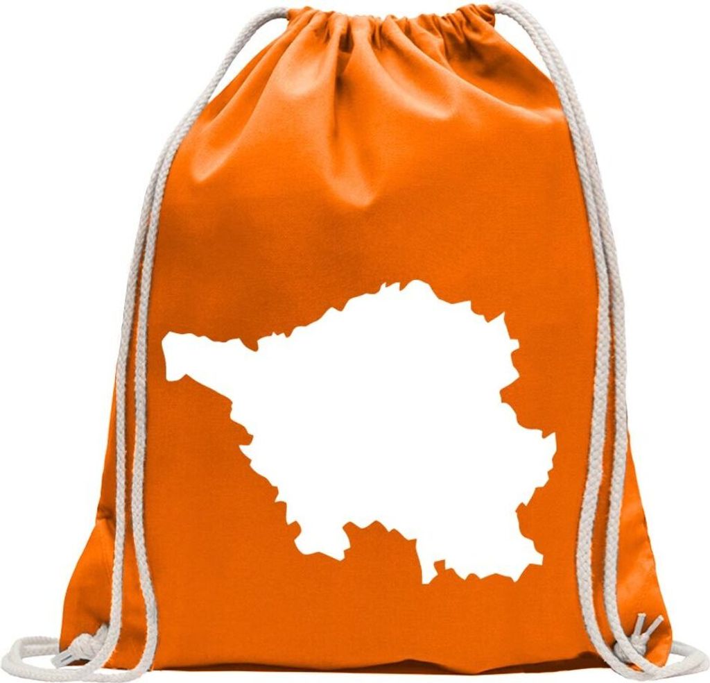 Kiwistar - Turnbeutel - mandarin - Saarland Deutschland Silhouette - Fun Rucksack Sport Beutel Gymsack Baumwolle mit Ziehgurt