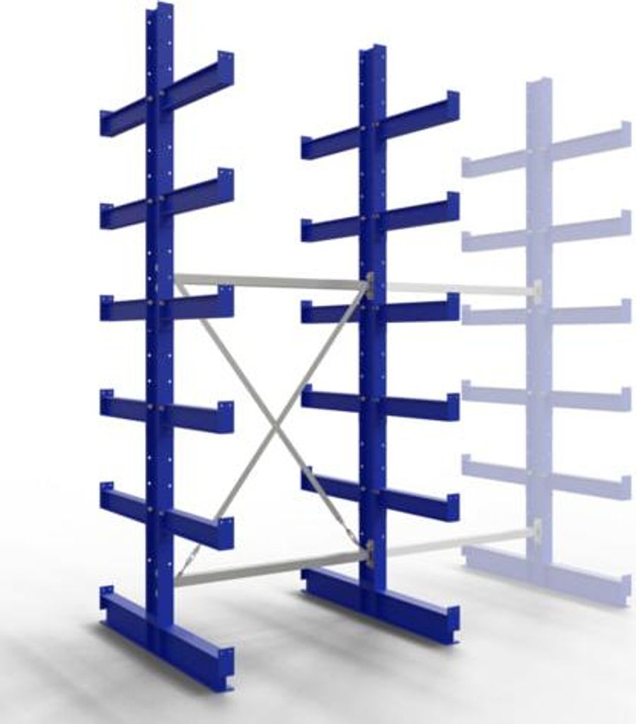 Doppelseitiges Kragarmregal, Schwerlastregal - 2.500 x 1.060 x 1.120 mm (HxBxT) - 500 kg - Grundregal - KARL